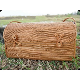 cosmetic handbag rattan handmade grass handwoven antique